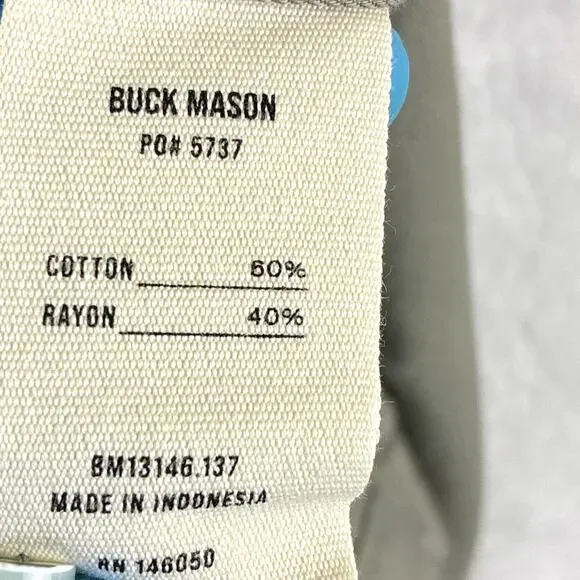Buck Mason Shirt Mens L Draped Twill One Pocket Gray Preppy Classic Huckberry - Picture 8 of 8